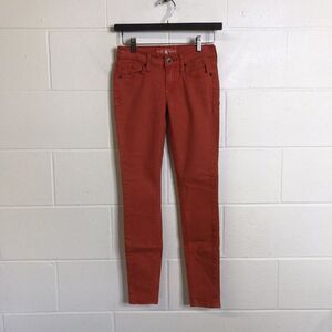 Lucky Brand Womens Charlie Super Skinny Jeans Medium Wash Denim Red Jeans Sz 25